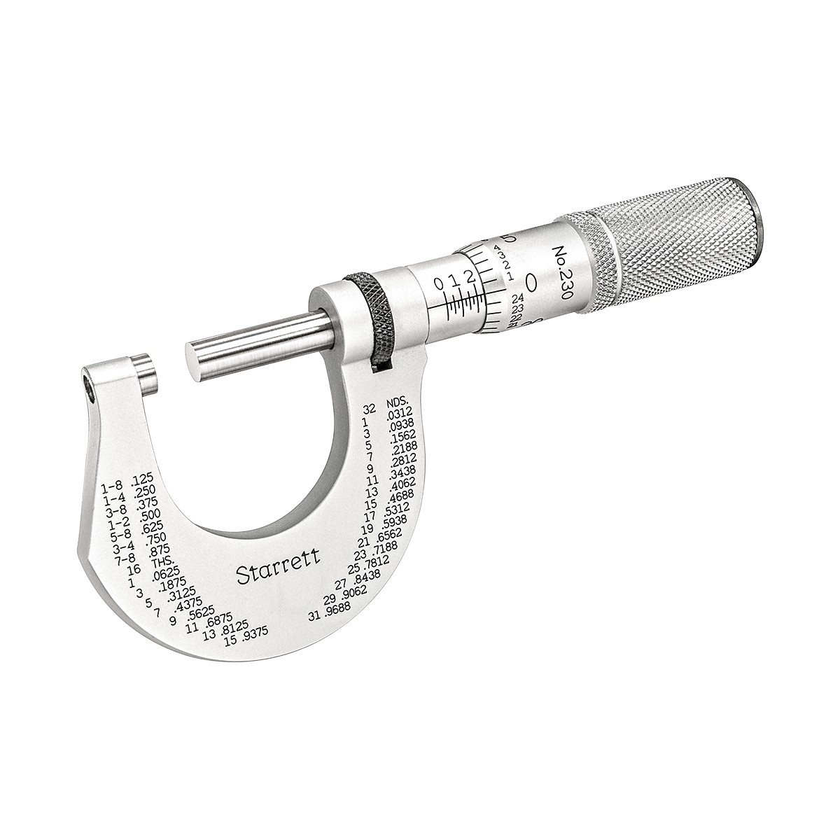 Starrett 230RL 230 Series 0 to 1" SAE Mechanical Outside Micrometer for sale online 